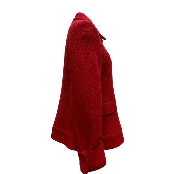 Neiman Marcus Red Wool Jacket Size 12 Button-Front - Picture 3 of 8